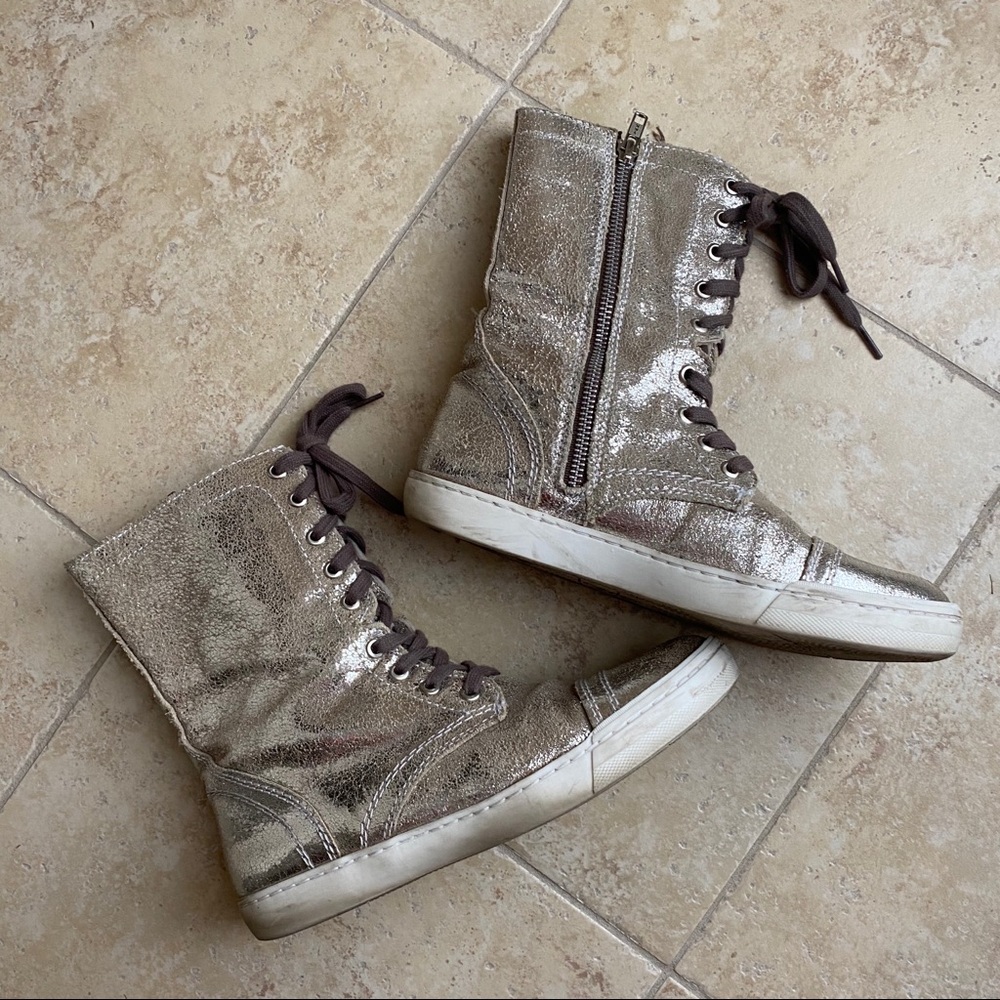 Steve Madden Silver Space Boot High Rise Sneakers